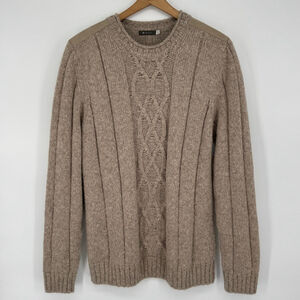 Men’s Sol Baby Alpaca Crewneck Sweater L Suede Trim